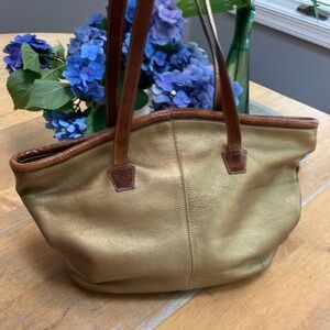 Furla large gold leather tote bag vintage